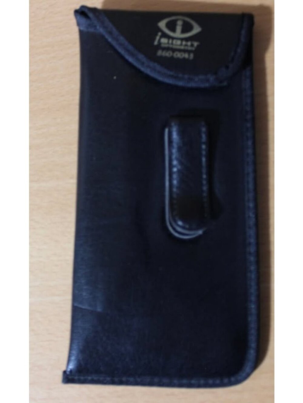 Black Soft PU Leather Eyeglass Case Pouch with Top Flap and Shirt Pocket Clip